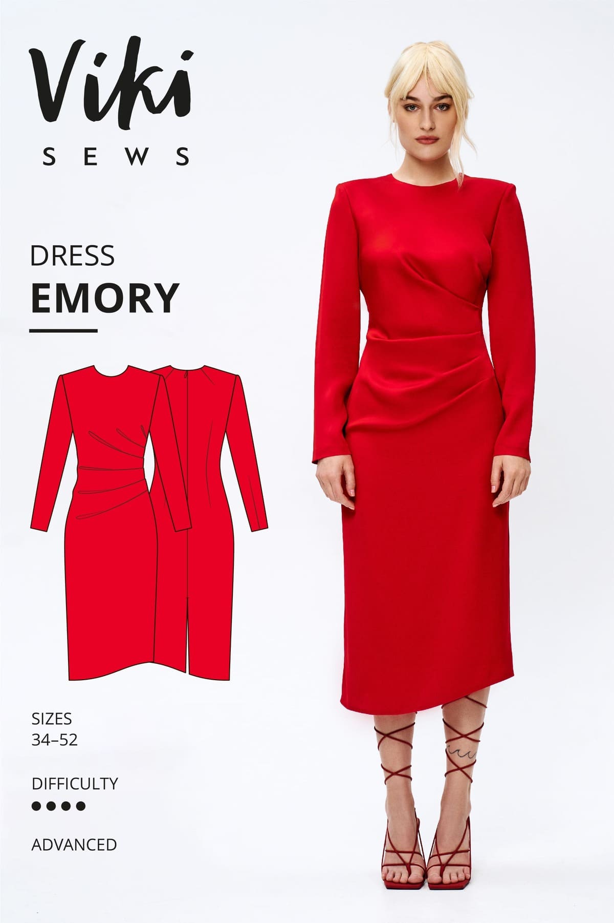 Emory Dress - Kleid-Schnittmuster - Grösse 34 - 52 - Vikisews